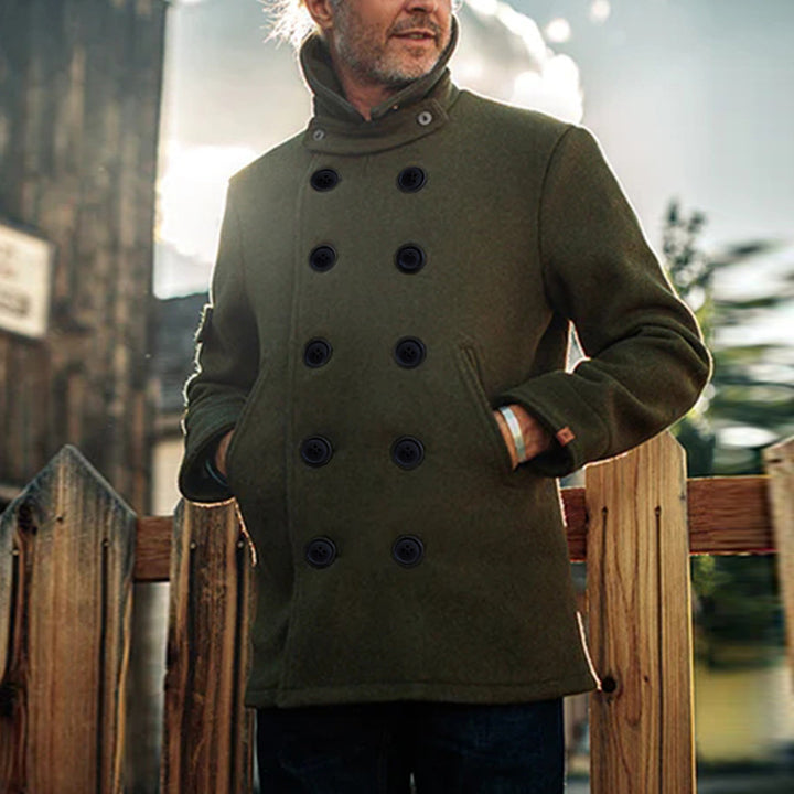 Herren eleganter Mantel mit doppelter Knopfleiste Aliams