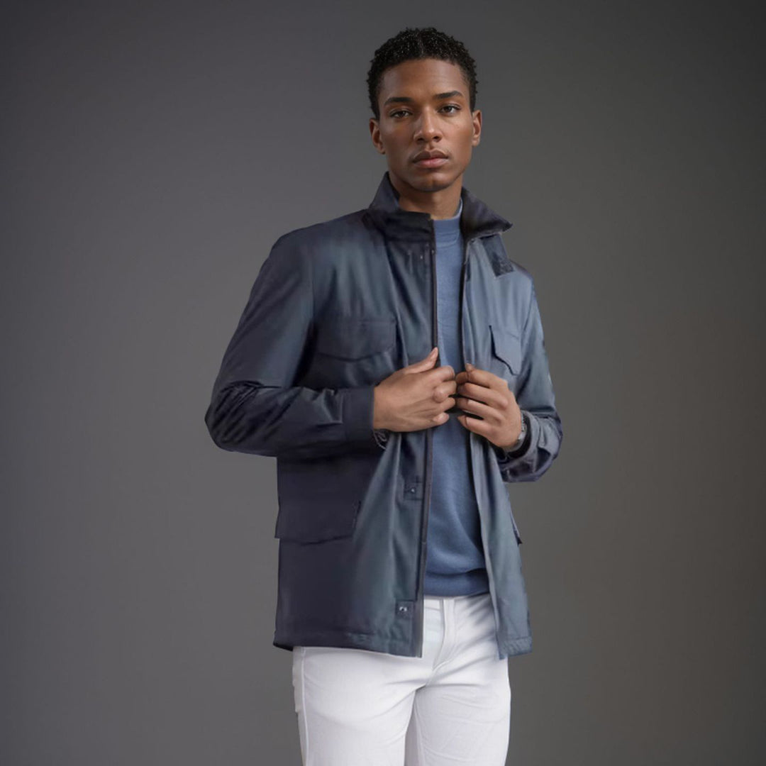 Herren vielseitige Utility-Jacke mit hohen Kragen und praktischen Taschen Aliams