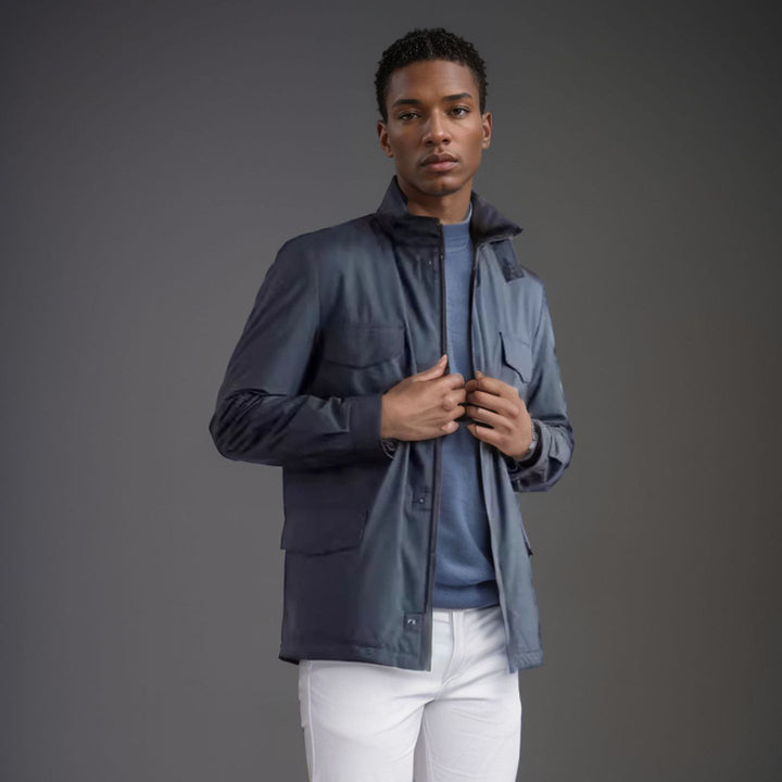 Herren vielseitige Utility-Jacke mit hohen Kragen und praktischen Taschen Aliams