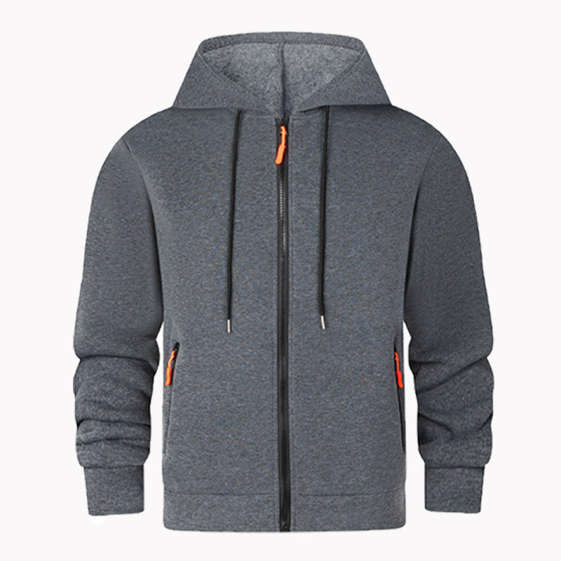 Herren sportlicher Fleece-Hoodie mit funktionalen Reißverschlusstaschen Aliams