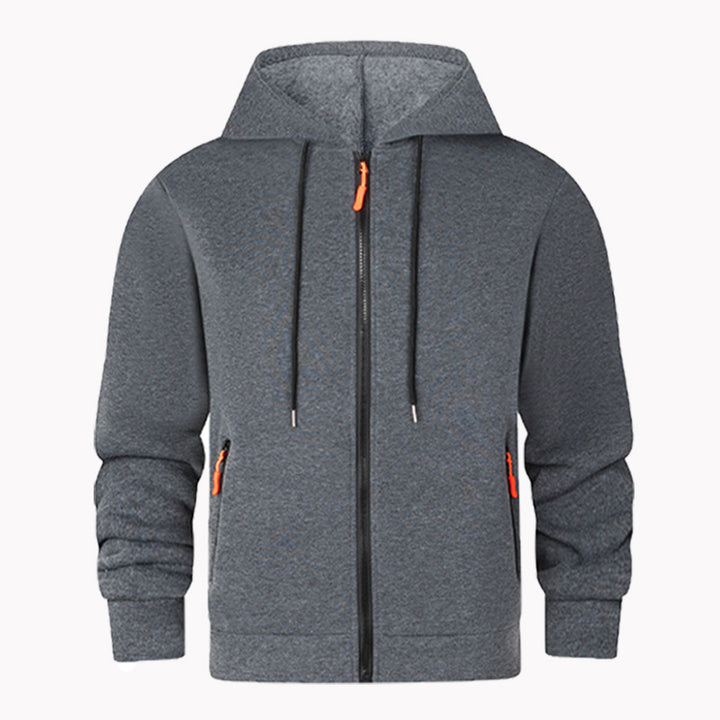 Herren sportlicher Fleece-Hoodie mit funktionalen Reißverschlusstaschen Aliams