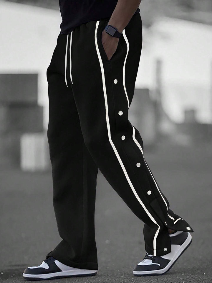 Herren sportliche Freizeithose mit Druckknopf-Detail Aliams