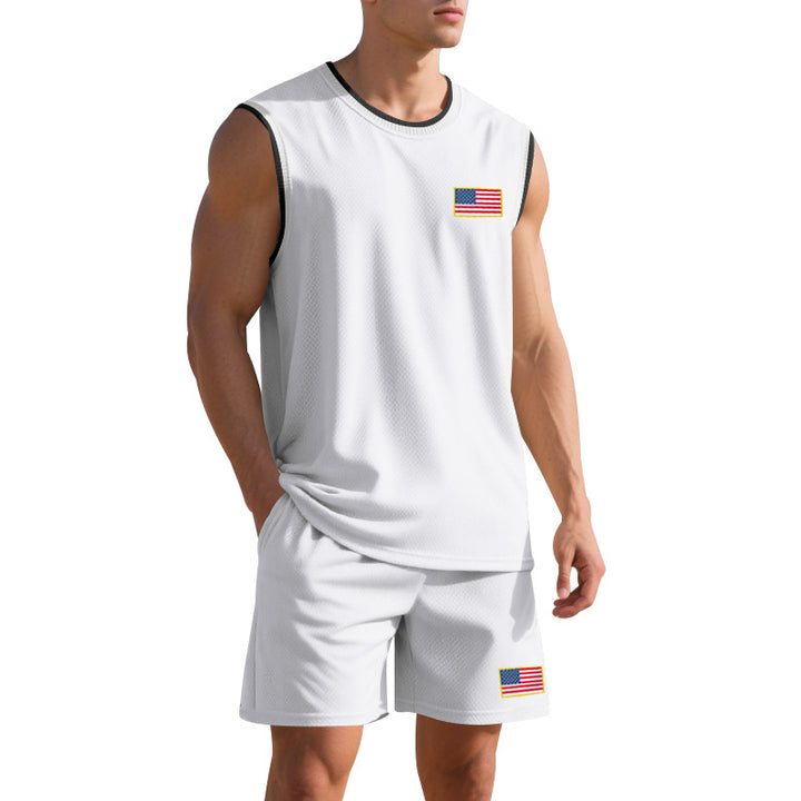 Herren Sportliches Trainingsset mit atmungsaktivem Mesh-Gewebe und modernen Flaggen-Details Aliams