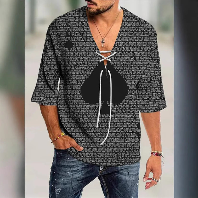 Herren grafisches Shirt mit modernem Schnürdesign Aliams