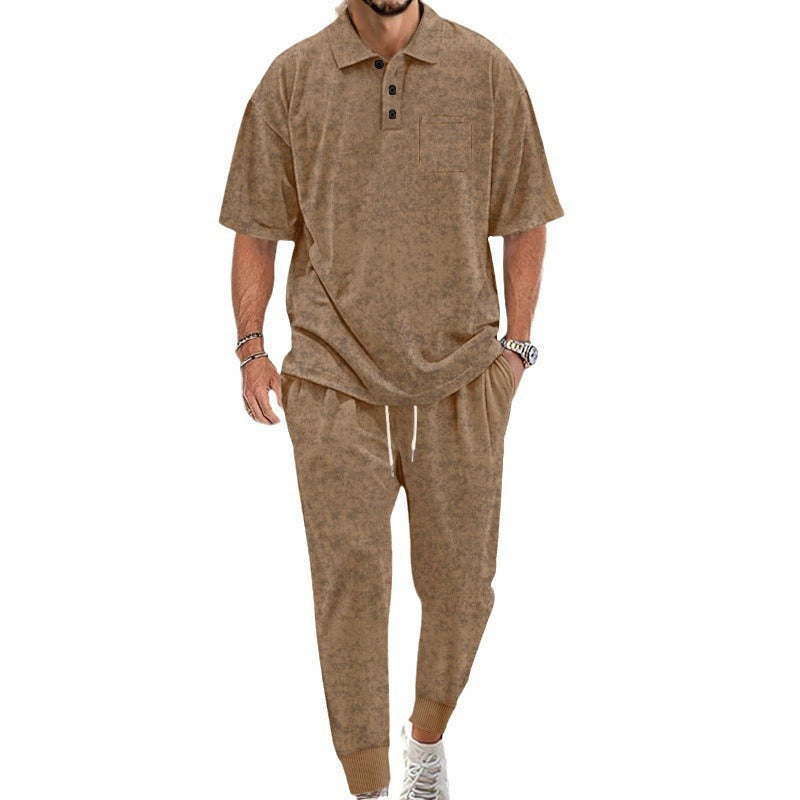 Herren komfortables Freizeit-Set mit Kurzarm-Polohemd und bequemen Jogginghosen Aliams