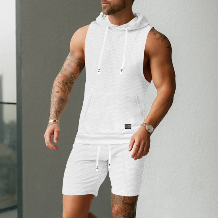 Herren Sportliches Kurzarm-Hoodie-Set Aliams