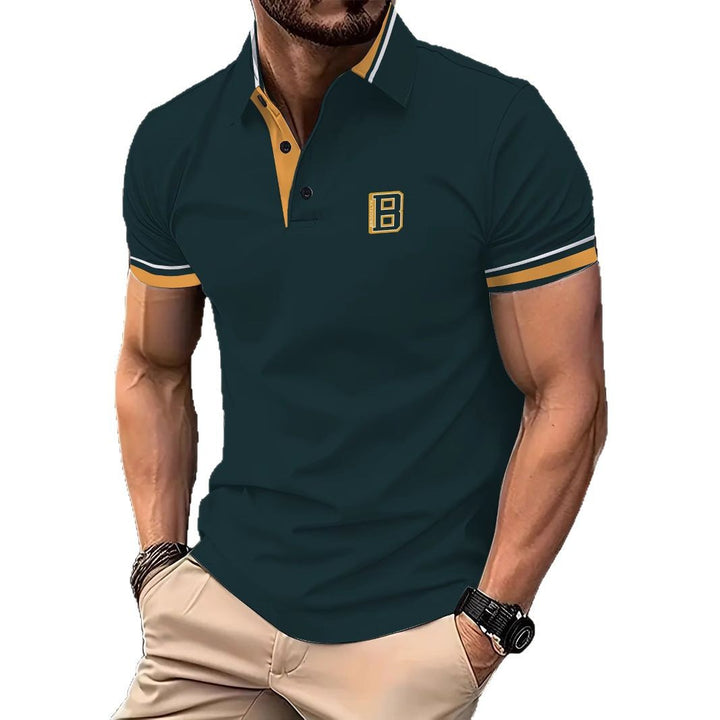 Herren Kurzarm Poloshirt mit modischen Kontrastdetails Aliams
