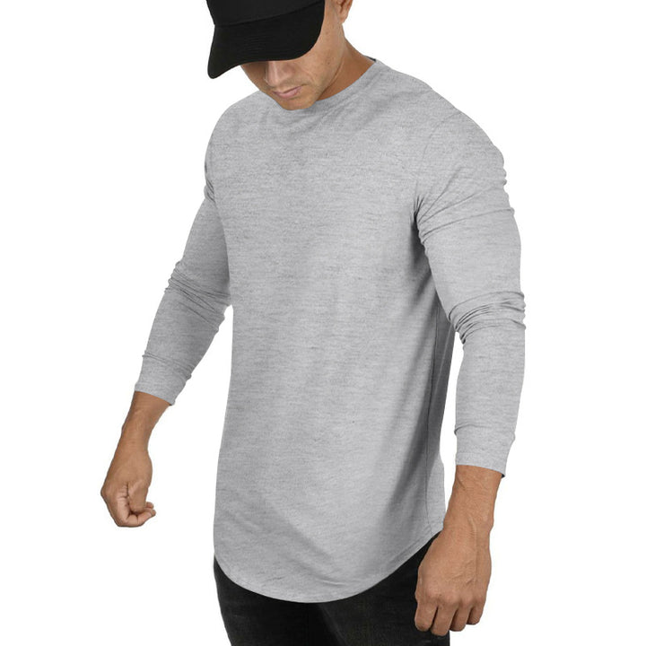 Herren lässiges Langarm-T-Shirt mit modernem Schnitt und elastischen Bündchen Aliams