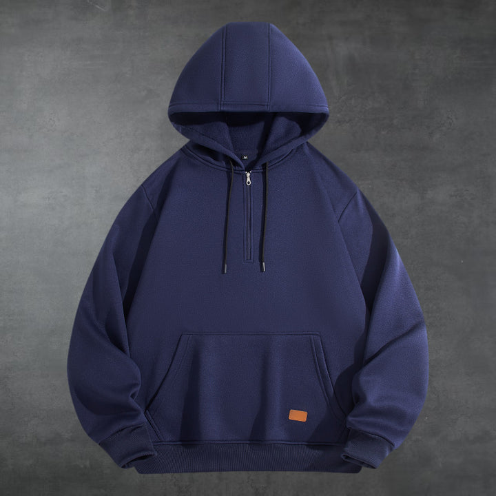 Herren Sportlicher Kapuzenpullover mit halbem Reißverschluss und praktischer Kängurutasche Aliams