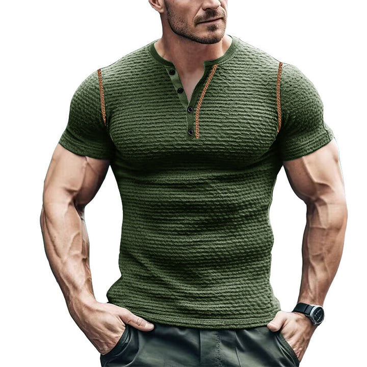Herren Kurzarm-Henley-T-Shirt mit strukturiertem Design und figurbetonter Passform Aliams