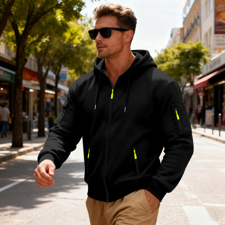Herren funktionale Kapuzenjacke mit innovativem Reißverschluss Aliams