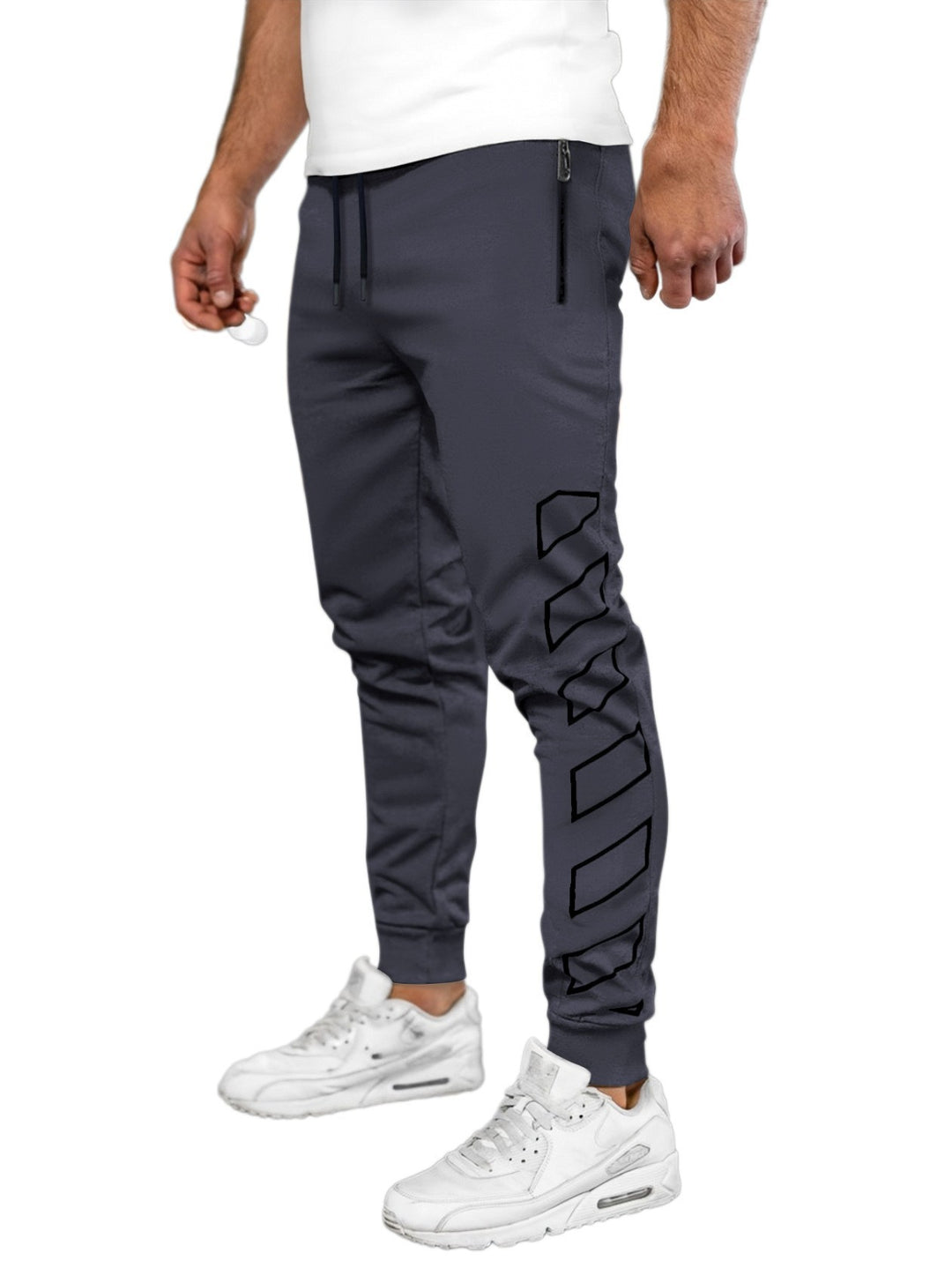 Herren Sportliche Jogginghose mit Reißverschlusstaschen Aliams