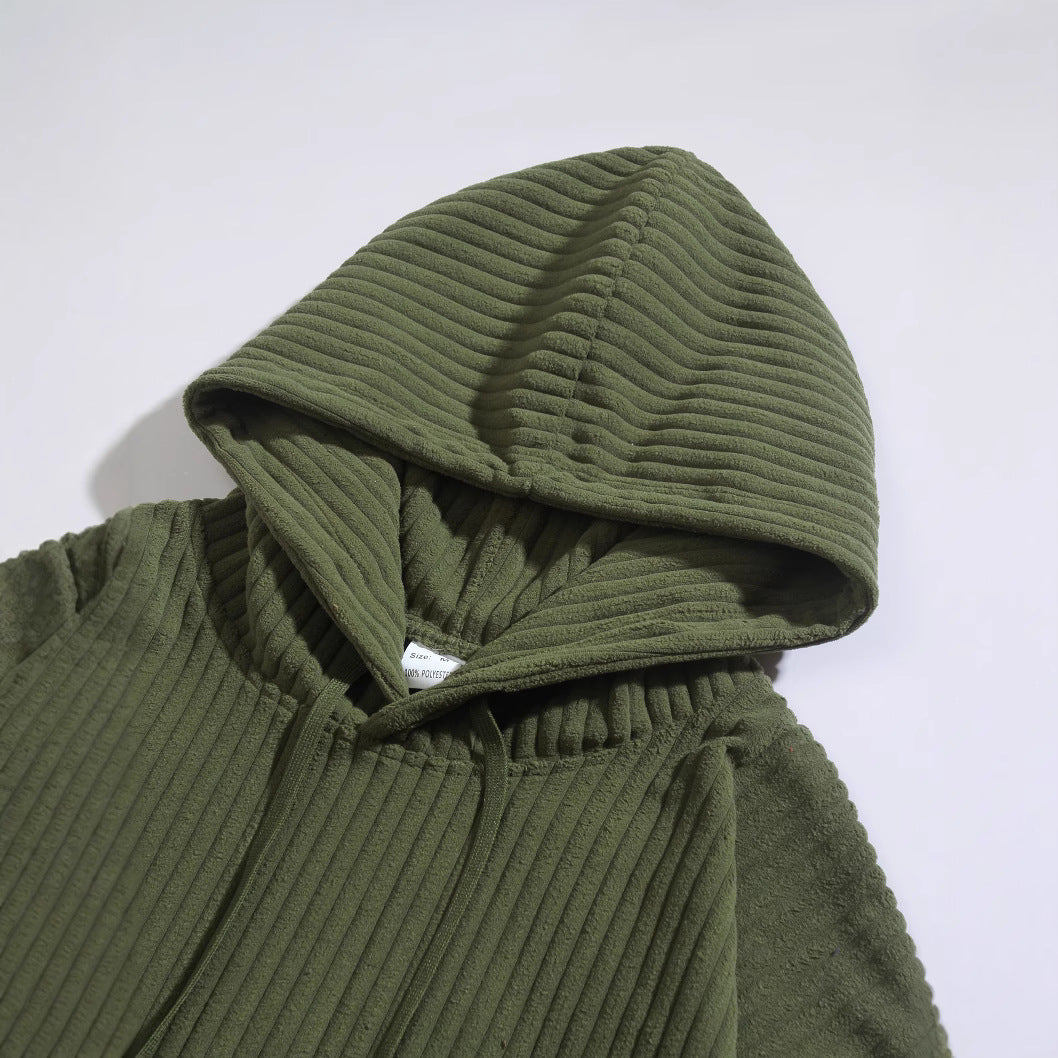 Herren Freizeithoodie mit Rippstruktur und Kängurutasche Aliams