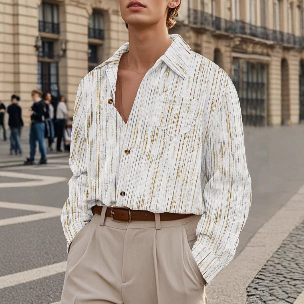 Herren Elegantes Langarmhemd mit raffinierten Strukturdetails Aliams