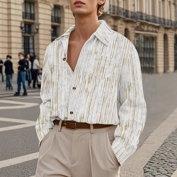 Herren Elegantes Langarmhemd mit raffinierten Strukturdetails Aliams