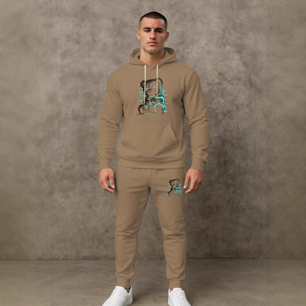 Herren bequemer Hoodie und Jogginghose Set mit einzigartigem Grafikdruck Aliams