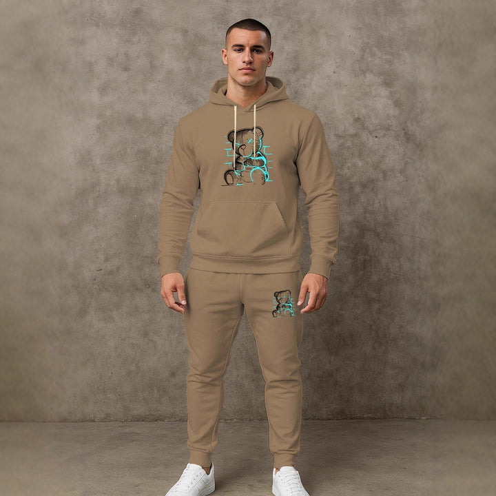Herren bequemer Hoodie und Jogginghose Set mit einzigartigem Grafikdruck Aliams