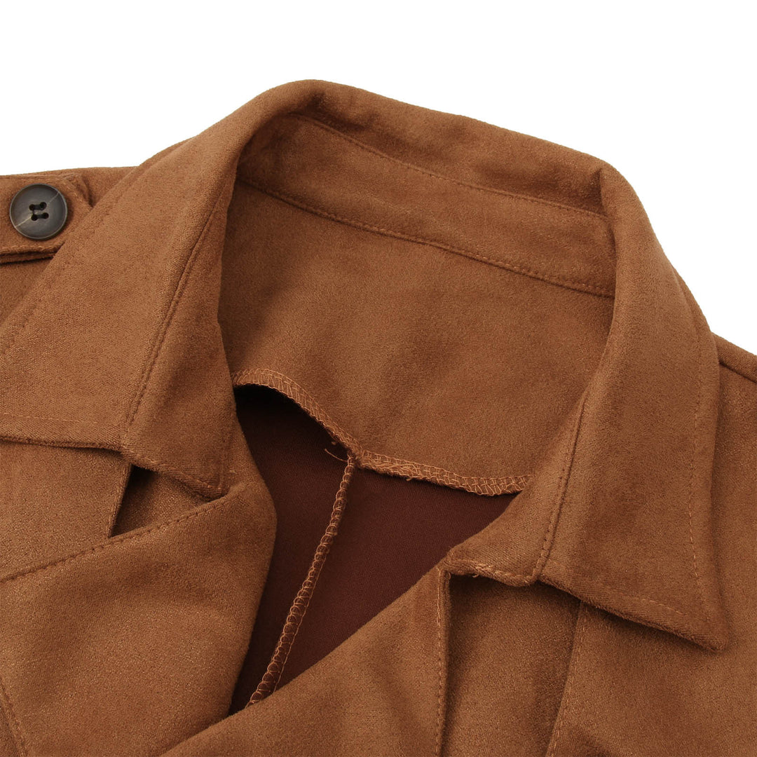 Herren Elegante Suede Trenchcoat mit doppelter Knopfleiste und praktischen Taschen Aliams