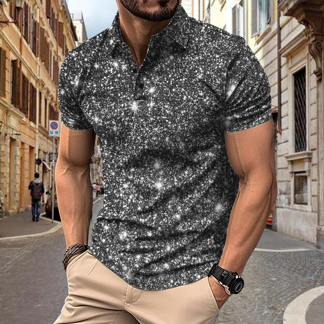 Herren Poloshirt mit schimmerndem Sternen-Design und hochwertigem Baumwollmix Aliams