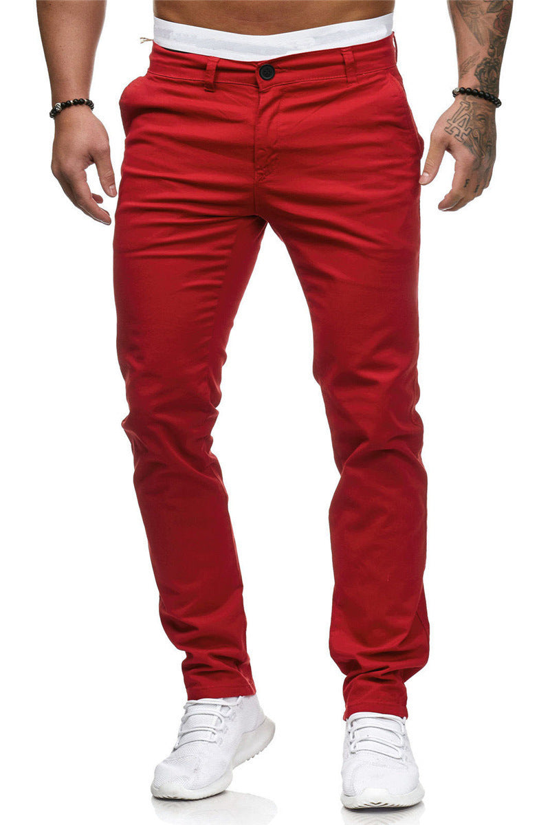 Herren stylische Slim-Fit Chinohose mit elastischem Bund und seitlichen Taschen Aliams