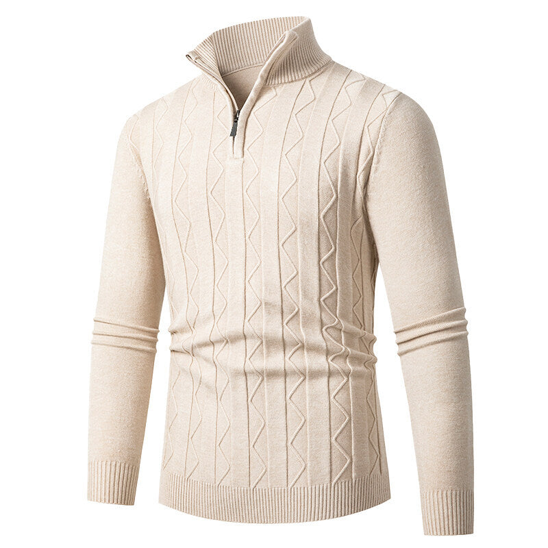Herren Strickpullover mit stylischem Reißverschluss und Zopfmuster Aliams