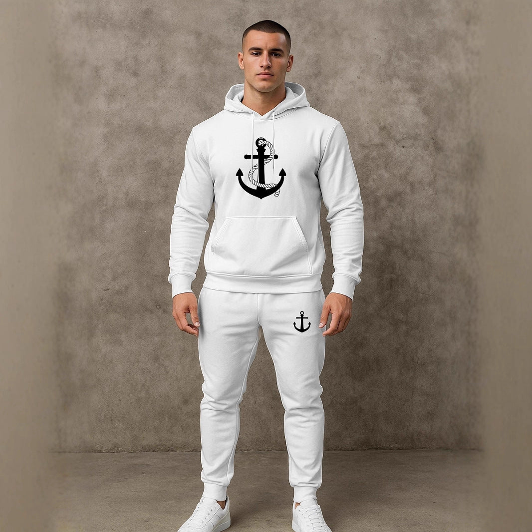 Herren Hoodie- und Jogginghose-Set mit maritimem Ankerdesign Aliams
