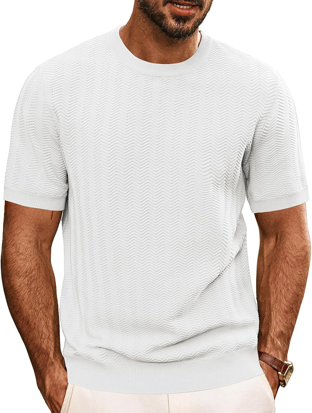 Herren strukturiertes Rundhals T-Shirt Aliams