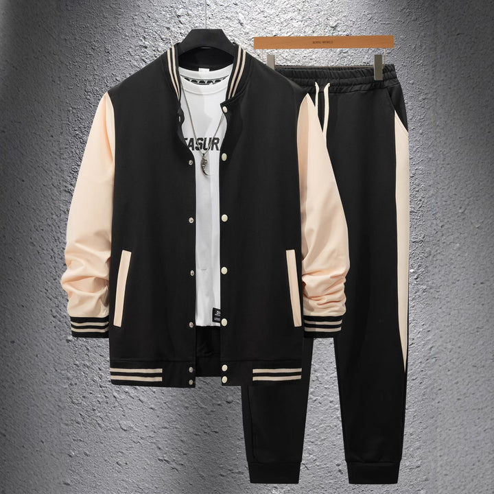 Herren sportliches Freizeitanzug-Set mit modischen Kontrastelementen Aliams