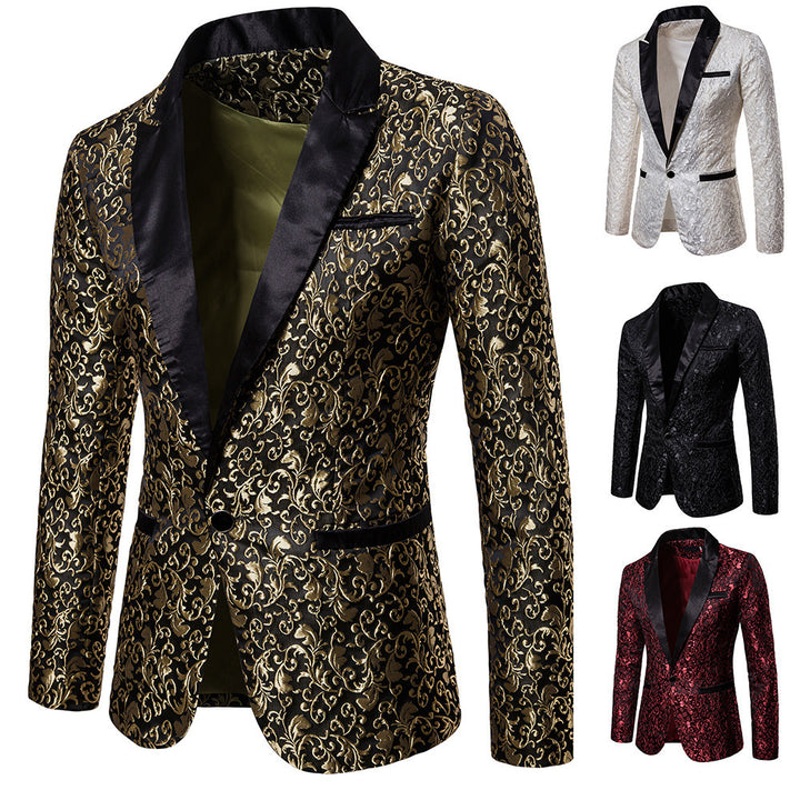 Herren Glamouröser Paillettenblazer mit floralem Jacquard-Muster Aliams