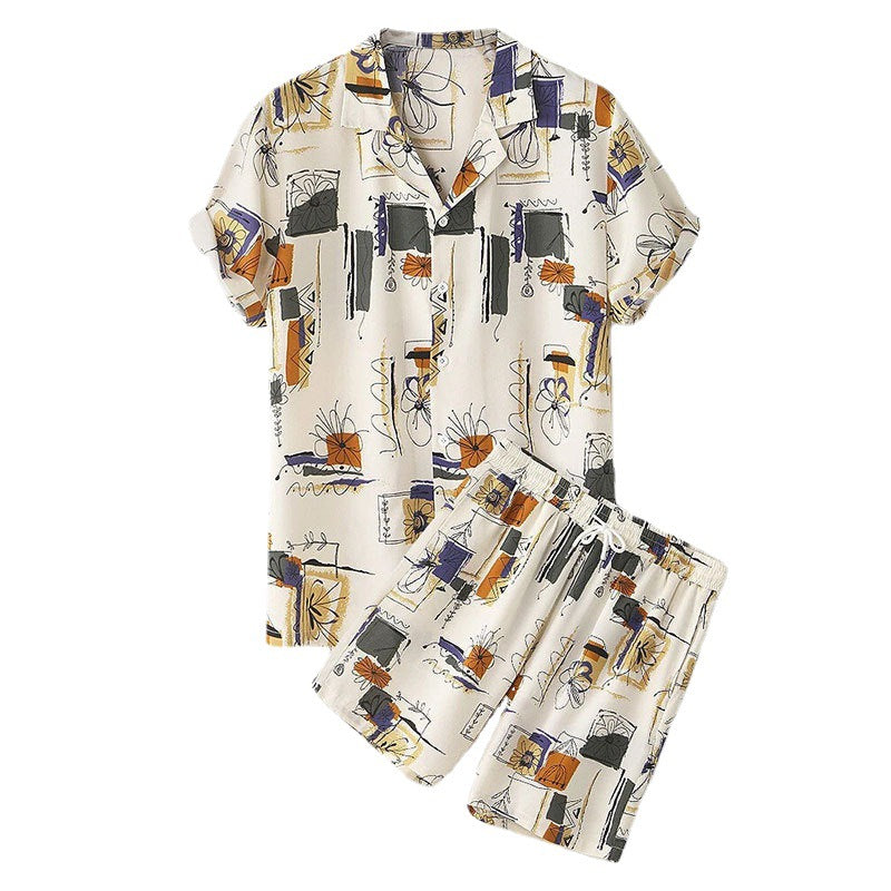 Damen modisches Kurzarm-Set mit floralem Muster Aliams