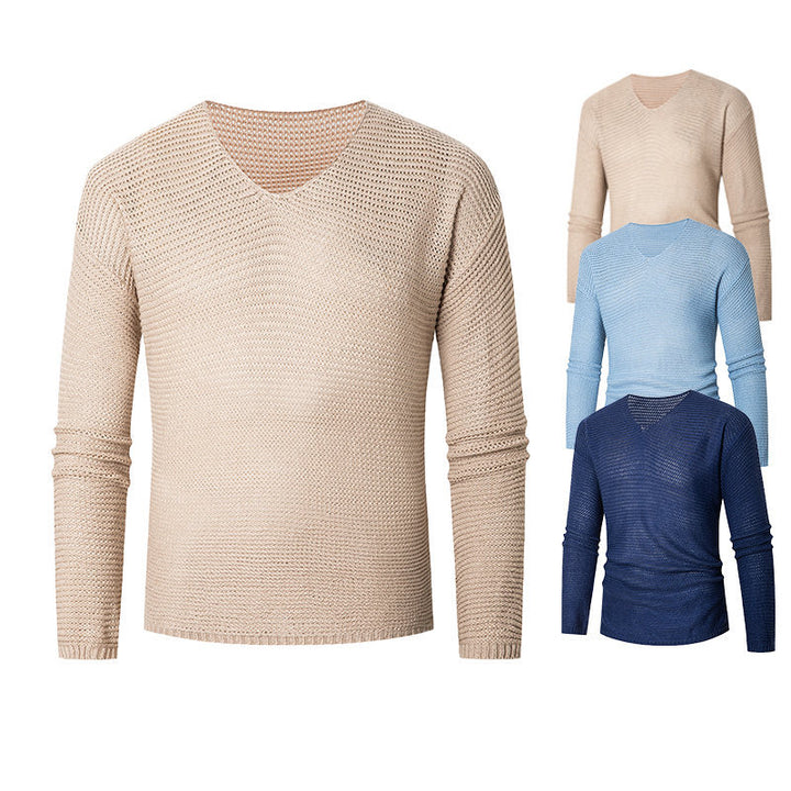 Herren eleganter V-Ausschnitt Pullover aus atmungsaktiver Baumwolle Aliams