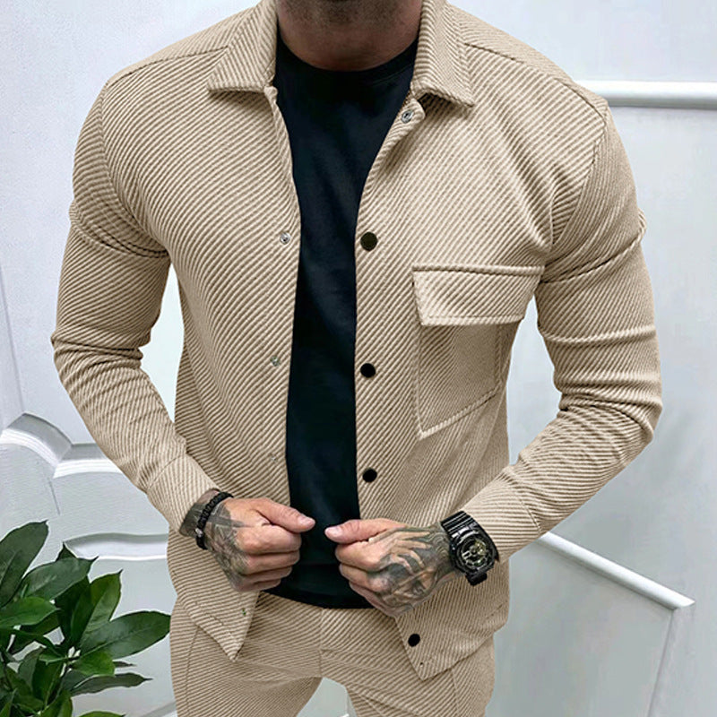 Herren Freizeitjacke mit gestreiftem Design und praktischen Taschen Aliams