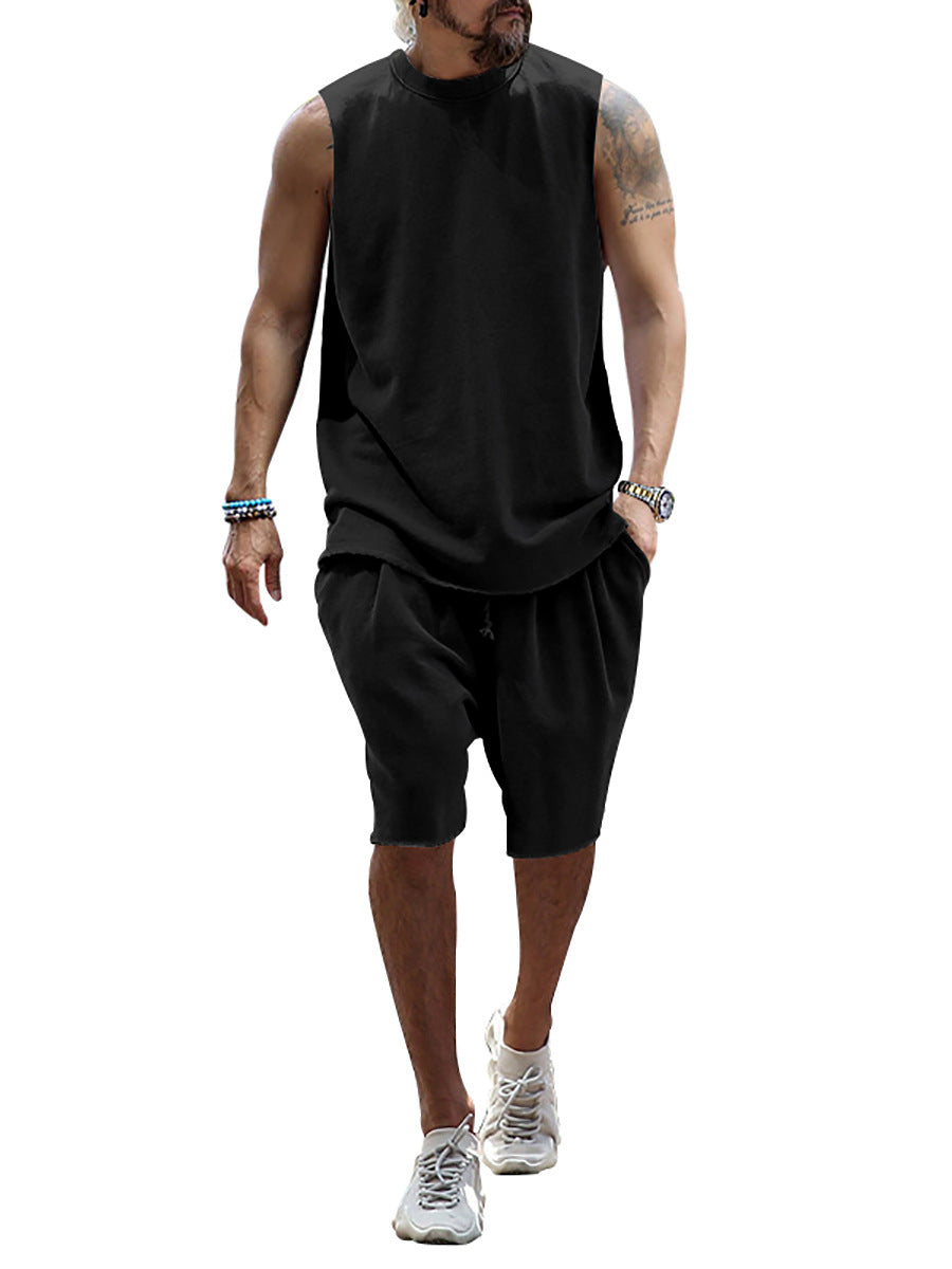 Herren sportliches Tanktop und Shorts-Set aus hochwertigem Baumwollmix Aliams