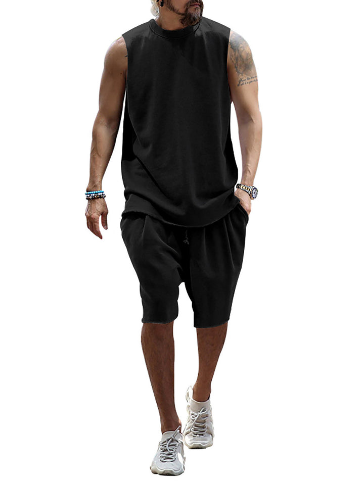 Herren sportliches Tanktop und Shorts-Set aus hochwertigem Baumwollmix Aliams