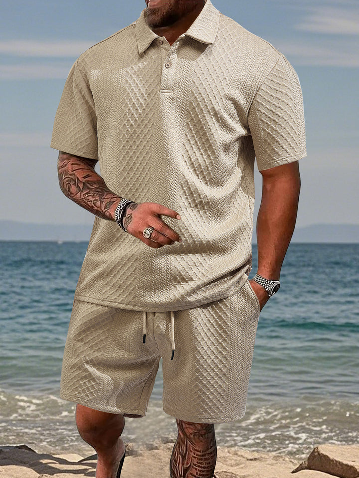 Herren Sportliches Polohemd und Shorts Set Aliams
