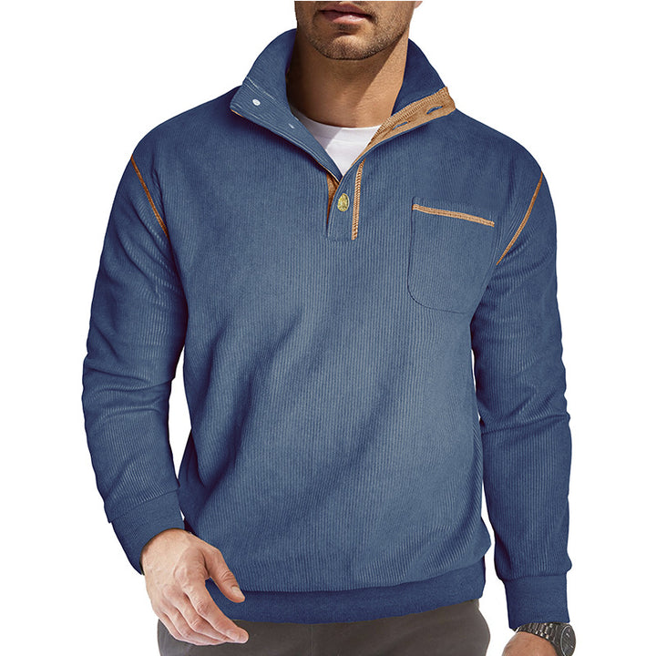 Herren bequemer Stehkragenpullover mit Brusttasche Aliams
