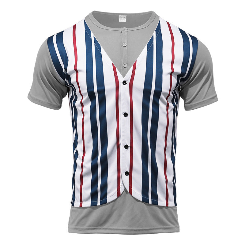 Herren Kurzarm-Henley-Shirt mit gestreiftem Design und modernem Schnitt Aliams