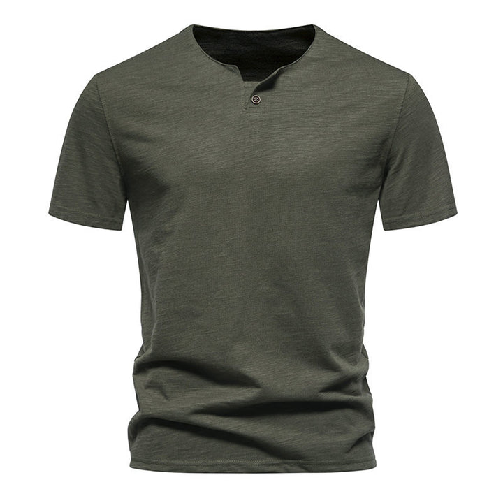 Herren Kurzarm-Henley-Shirt mit elegantem Knopfdesign Aliams