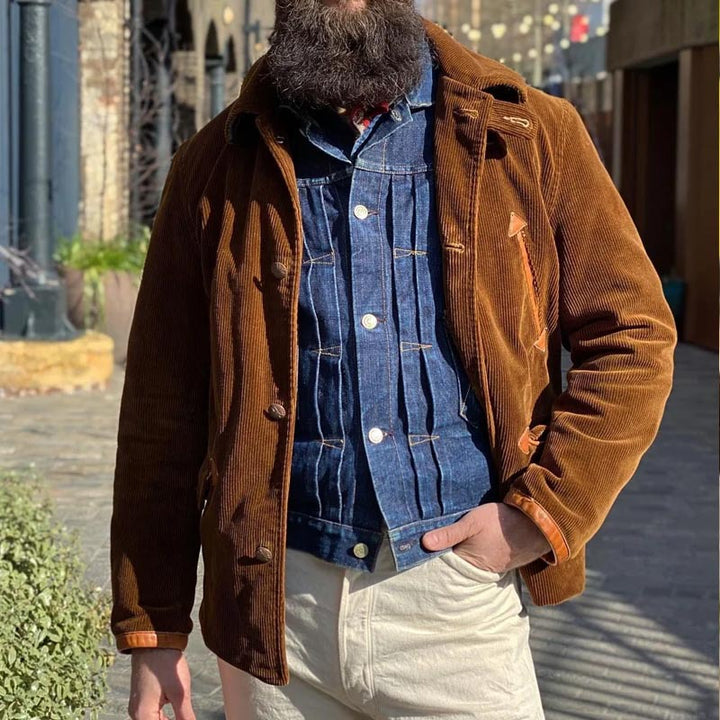 Herren cordjacke mit praktischem Taschen-Detail und Knopfverschluss Aliams