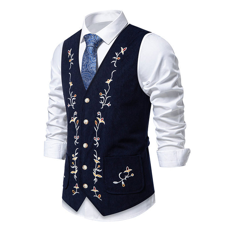 Herren elegante Weste mit floralem Design und praktischen Taschen Aliams