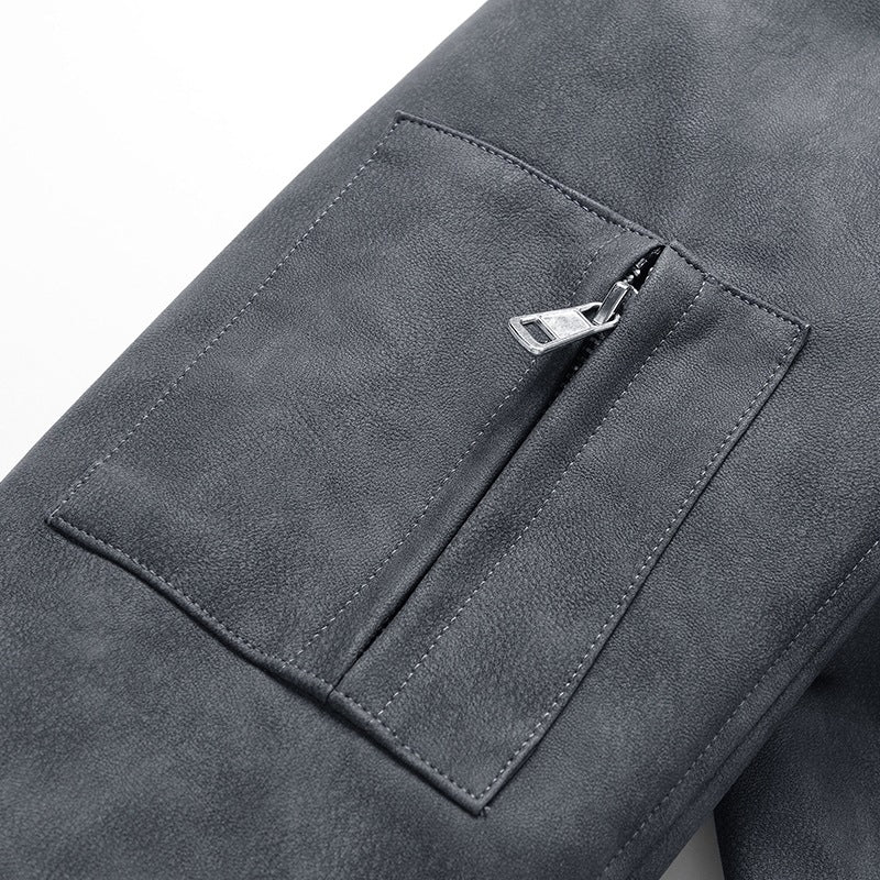 Herren Kunstlederjacke im lässigen Biker-Stil mit praktischen Taschen Aliams