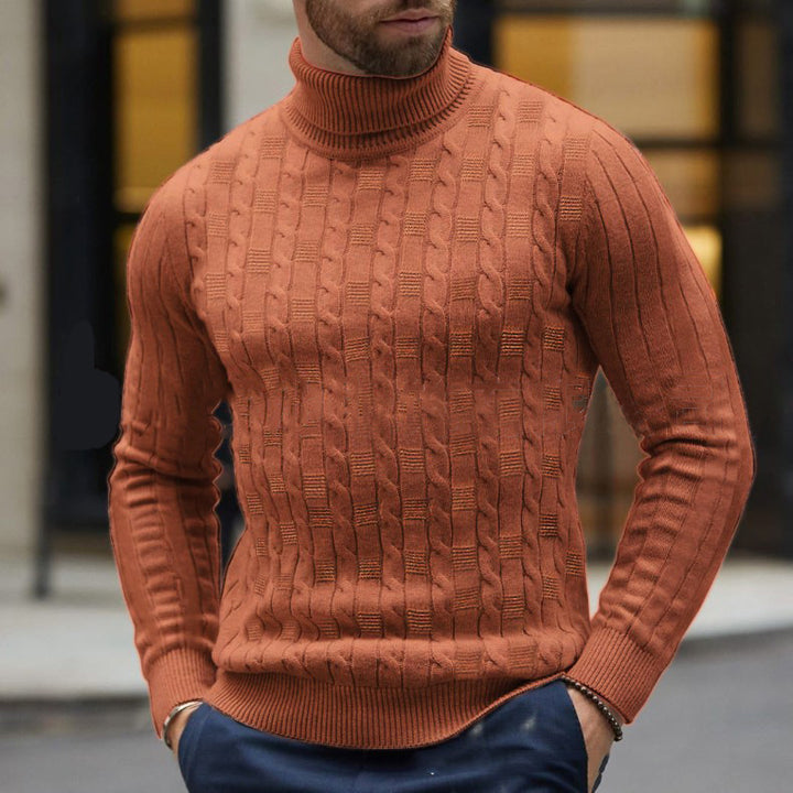 Herren Strickpullover mit schickem Rollkragen und strukturiertem Muster Aliams