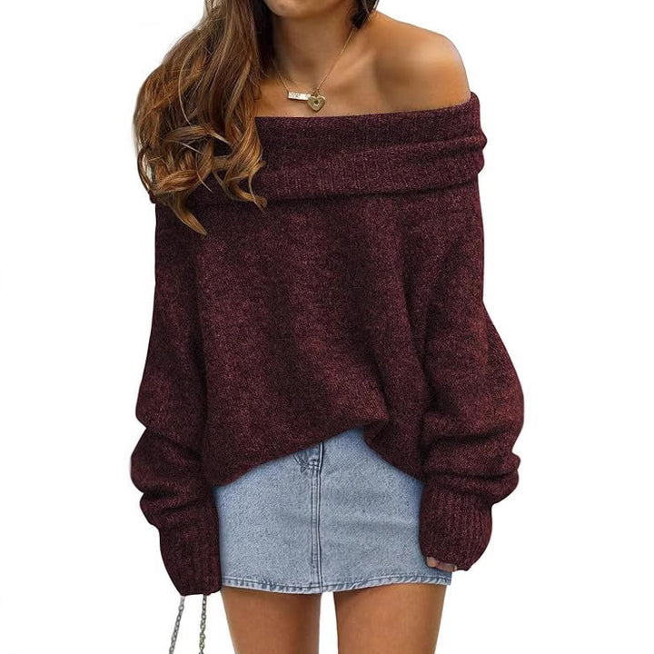 Damen Oversized Pullover mit schulterfreiem Design Aliams