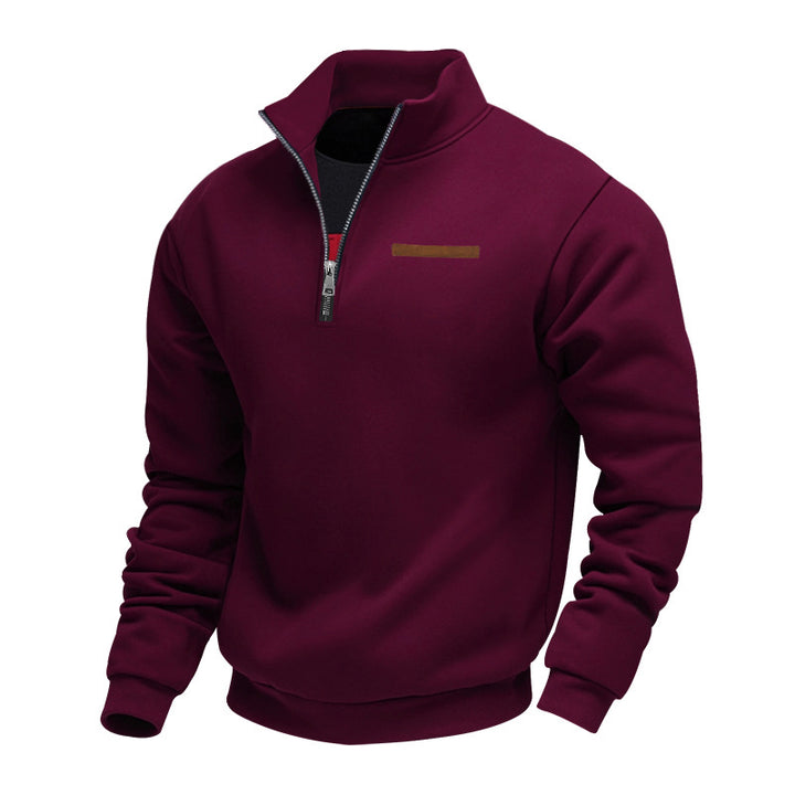Herren warmer Stehkragenpullover mit halbem Reißverschluss Aliams