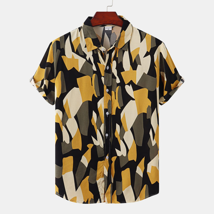 Herren Kurzarmhemd im auffälligen grafischen Muster mit lockerer Passform Aliams