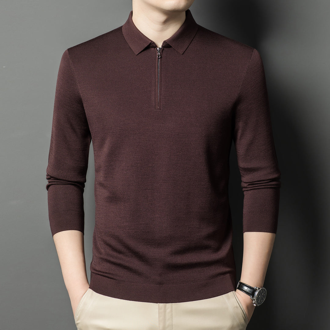 Herren hochwertiges Poloshirt mit kurzem Reißverschluss und feinem Strick Aliams