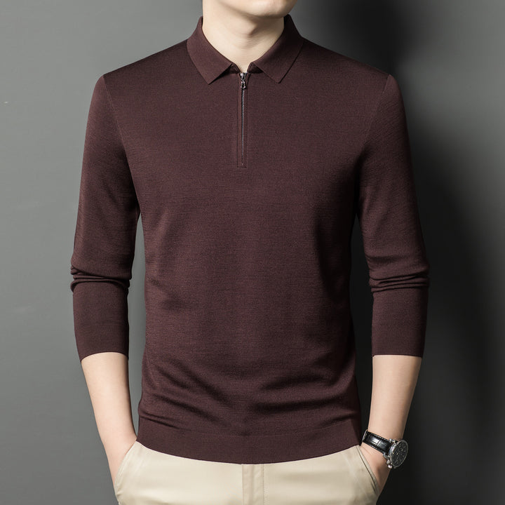 Herren hochwertiges Poloshirt mit kurzem Reißverschluss und feinem Strick Aliams