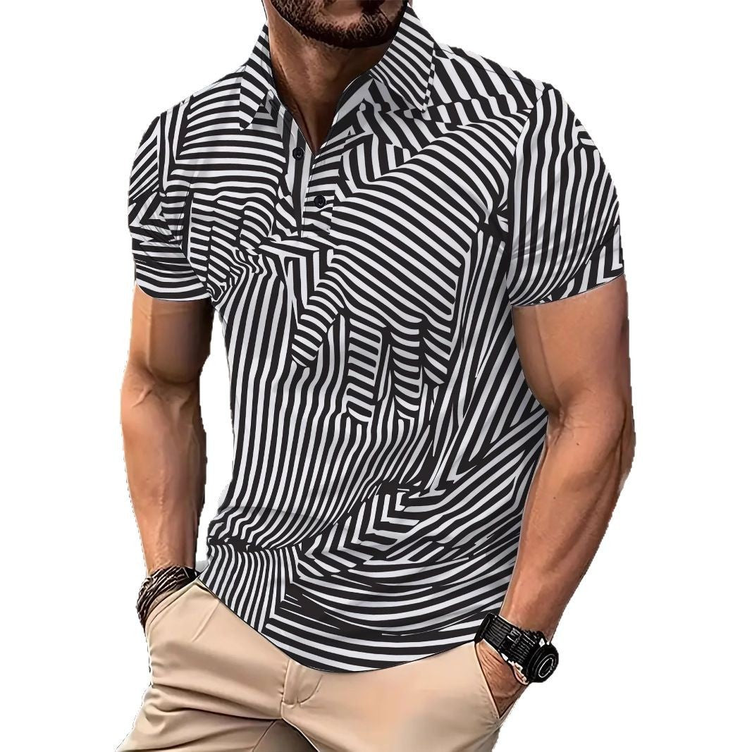 Herren Kurzarm Poloshirt mit modernem Streifendesign Aliams