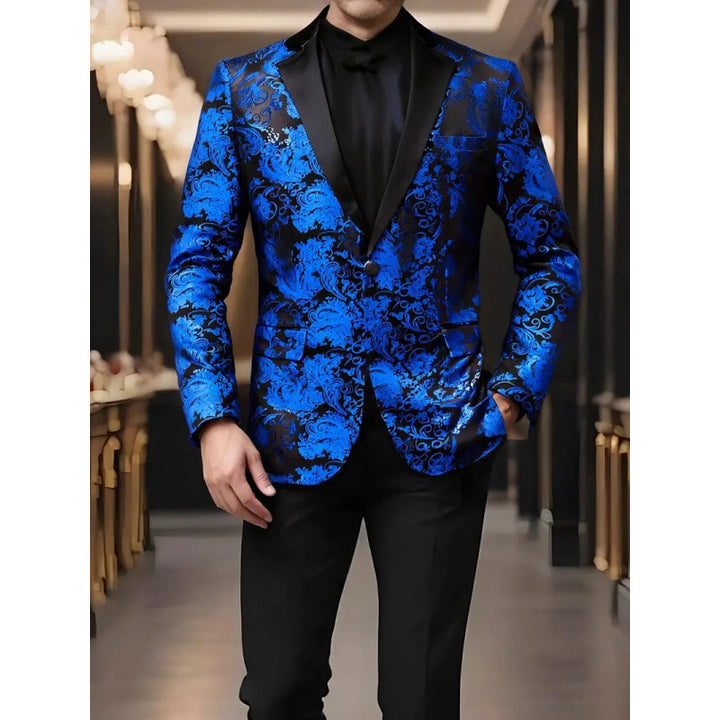 Herren eleganter Smokingblazer mit luxuriösem floralem Jacquard-Muster Aliams