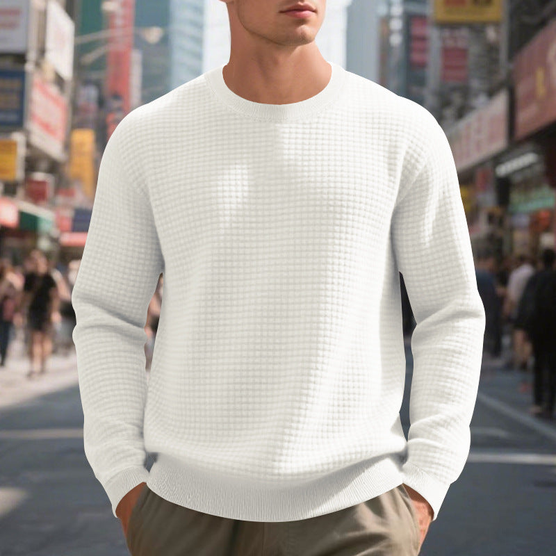 Herren warmer Pullover mit strukturiertem Gewebe und Rundhalsausschnitt Aliams